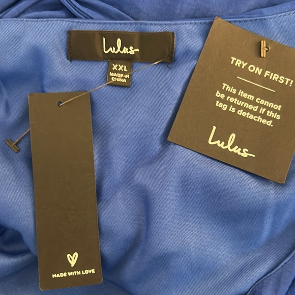 Lulus Goddess Aura Cobalt Blue Satin One-Shoulder Maxi Dress Size XXL New! - Picture 11 of 13